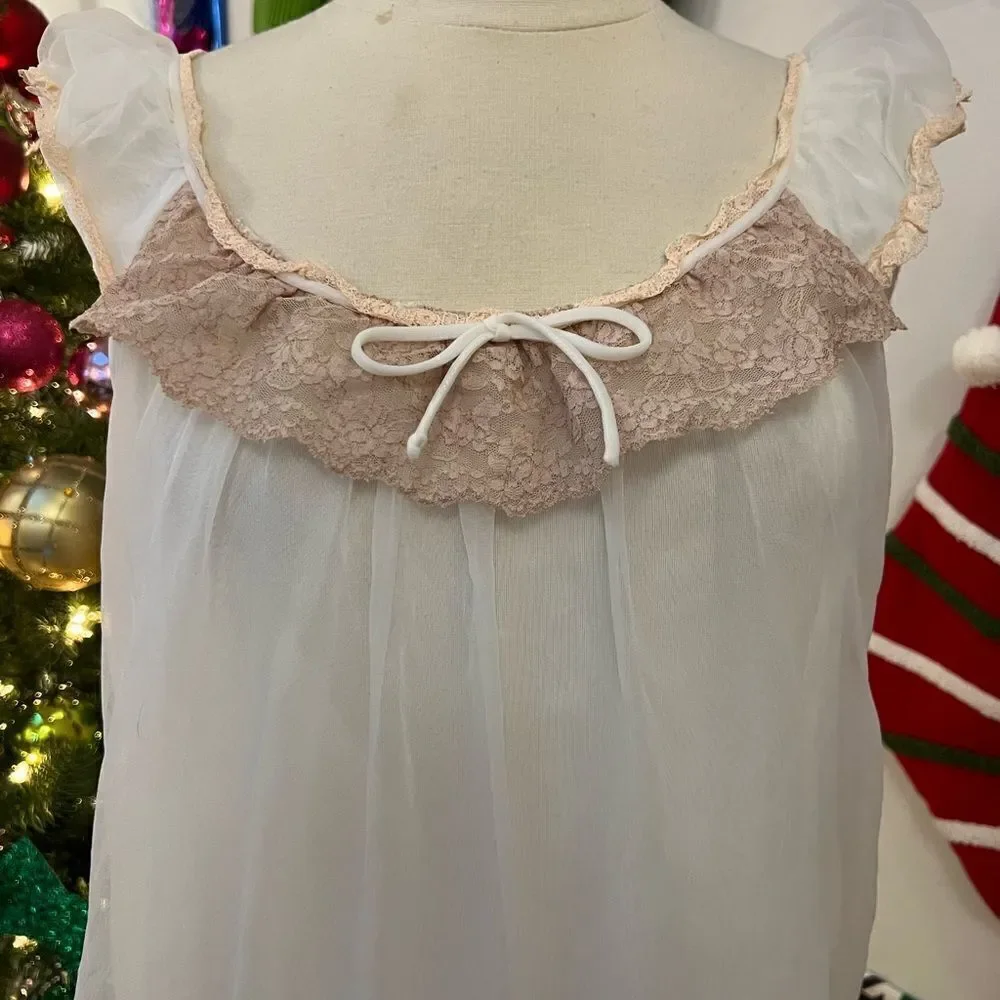 Dreamy Vintage 1950s Pin Up Perfection Layering Cake Veil Lingerie Nightgown - Picture 8 of 10